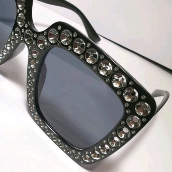 NEW Oversized Square Frame Bling Bling Sunglasses Women Fashion Shades - Picture 7 of 10